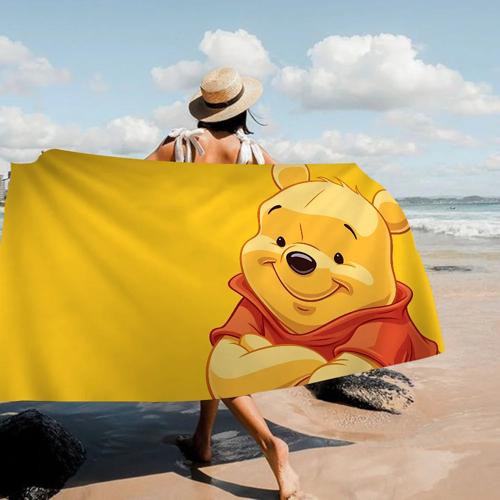 Winnie l'ourson ours serviette de plage dessin animé mignon été enfants grande piscine serviette de plage microfibre absorbant pour voyage de natation