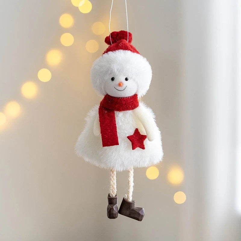Poupées en peluche de Noël suspendues, ornements d'arbre de Noël, pendentif mignon bonhomme de neige d'élan