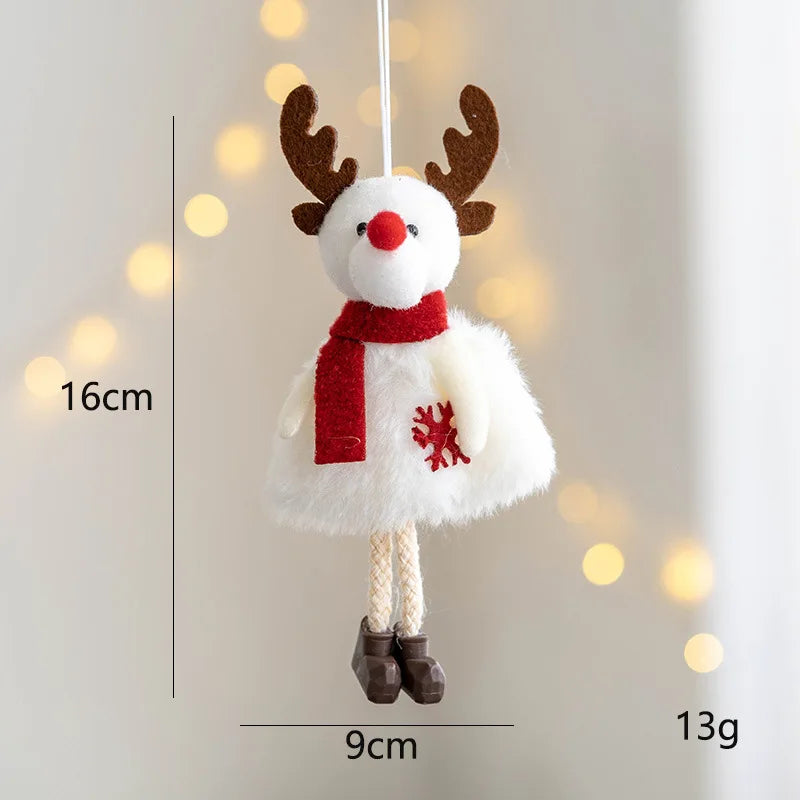 Poupées en peluche de Noël suspendues, ornements d'arbre de Noël, pendentif mignon bonhomme de neige d'élan