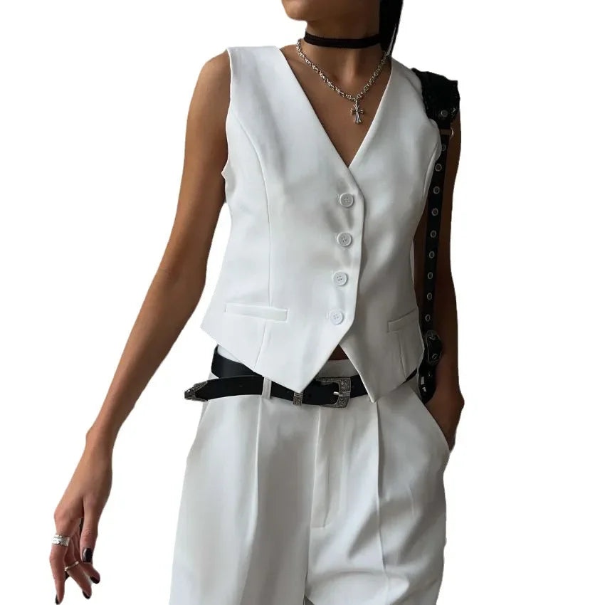 Ensemble deux pièces pour femmes, Slim, court, col en V, gilet sans manches, hauts Y2k, taille haute, ensembles assortis, Short élégant, Streetwear, été