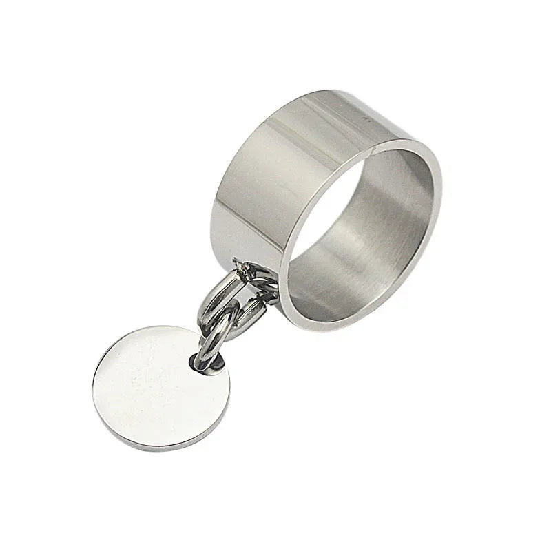 Bague pendentif géométrique ovale pour femmes, bijoux à la mode, en acier inoxydable, taille 7 10 11 6 9 8