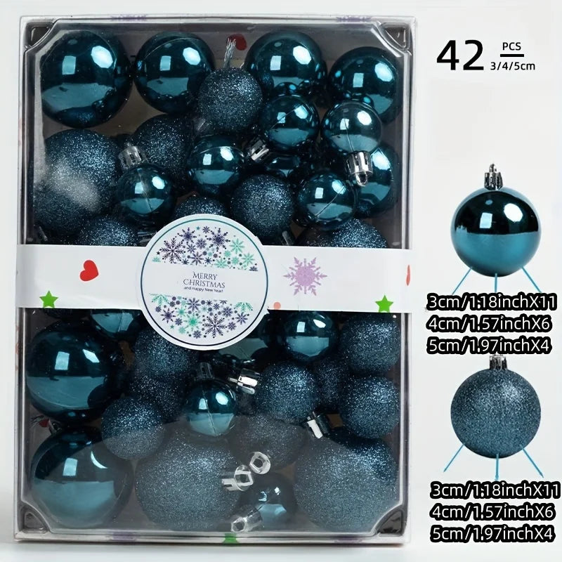 42 boules de Noël, décorations d'arbre de Noël, boules suspendues en différentes couleurs, boules décoratives de Noël et décoration de Noël