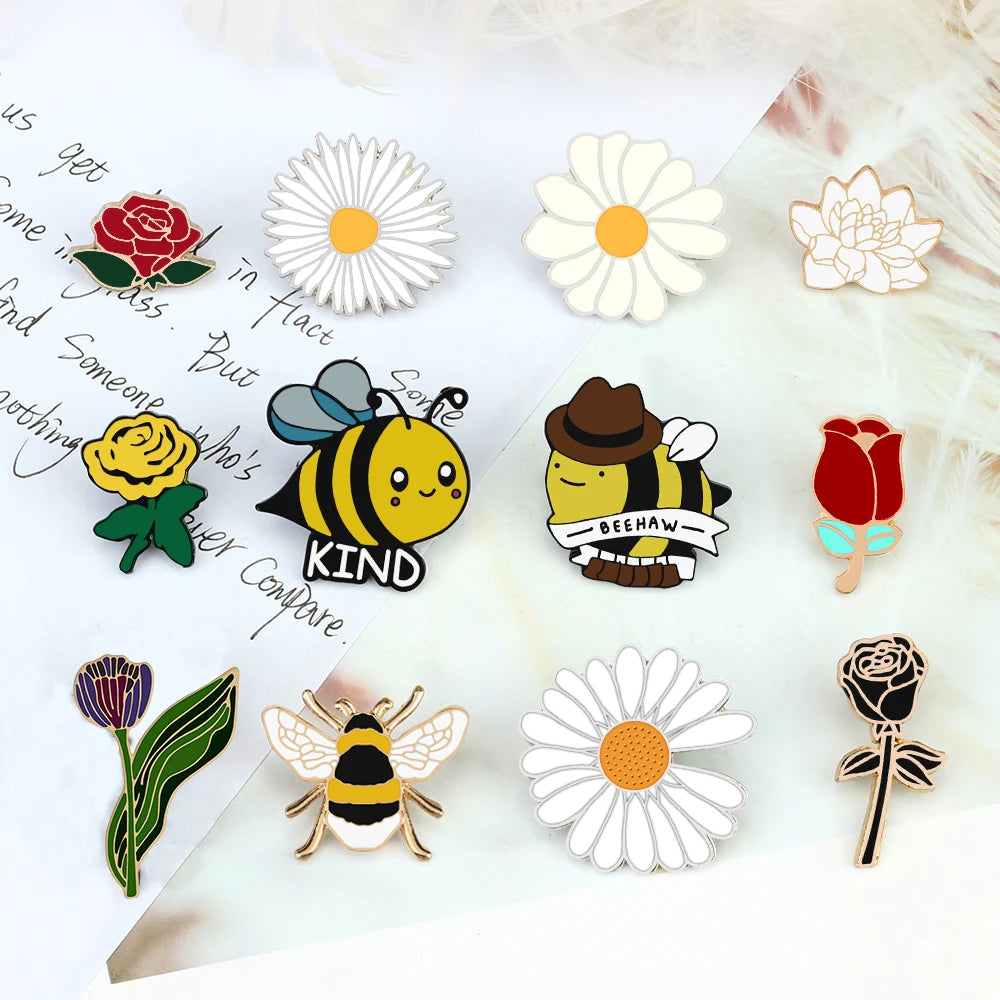 Broches romantiques pour Couple, Rose rouge et noire