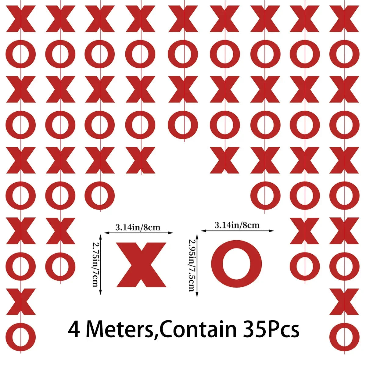 Guirlande suspendue en forme de cœur d'amour, 6 pièces, rouge/blanc