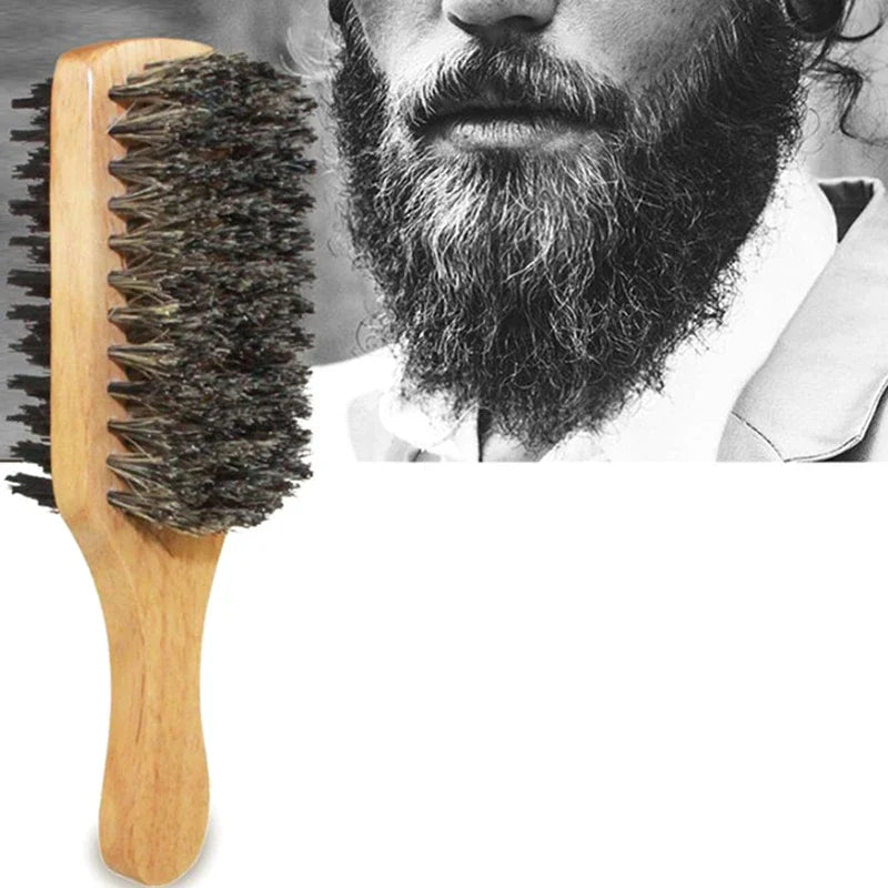 Brosse à cheveux en poils de sanglier pour hommes, brosse ondulée en bois naturel pour hommes, brosse à cheveux coiffante pour cheveux courts, longs, épais, bouclés et ondulés
