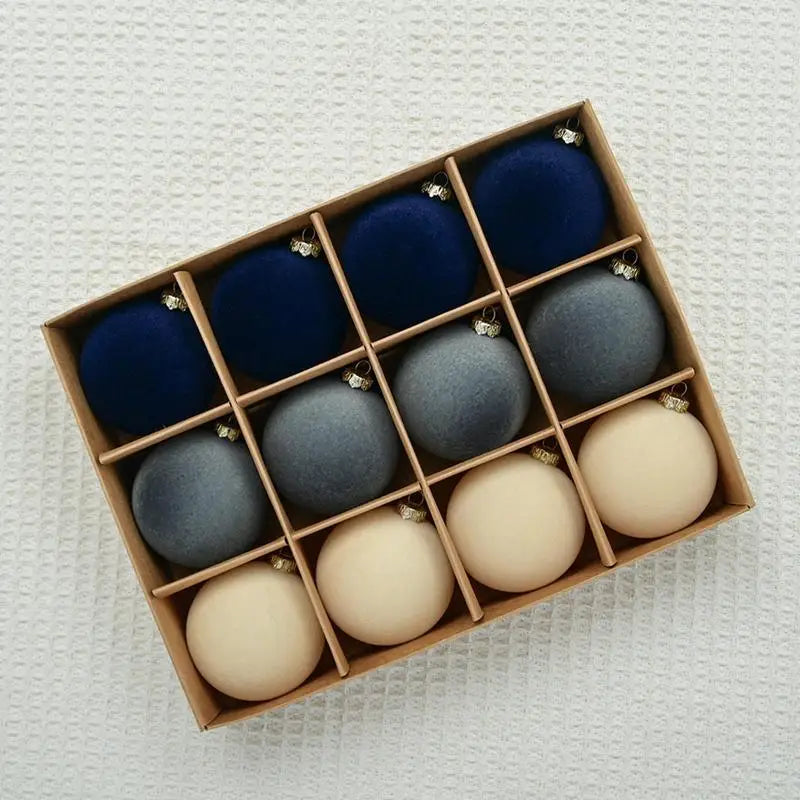 Décorations d'arbre de Noël en velours floqué, décoration, 12 pièces