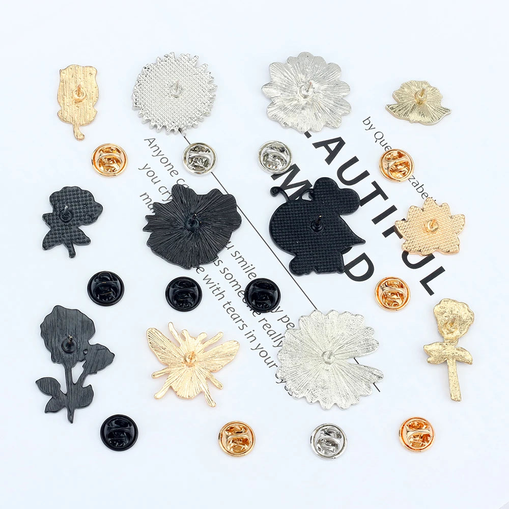 Broches romantiques pour Couple, Rose rouge et noire