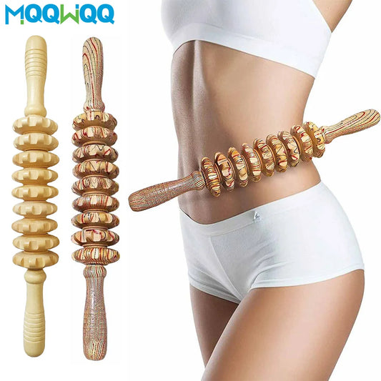 Masseur en bois à 9 rouleaux, bâton à rouleau portatif, Point de déclenchement, outils de Massage manuels pour Anti-cellulite, soulagement de la douleur musculaire corporelle