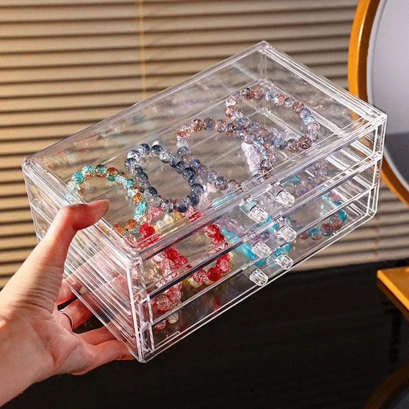 Boîte de rangement de cosmétiques en acrylique, boîte de rangement de rouge à lèvres, support de rangement de maquillage à tiroir de bureau, boîte à bijoux transparente, livraison directe