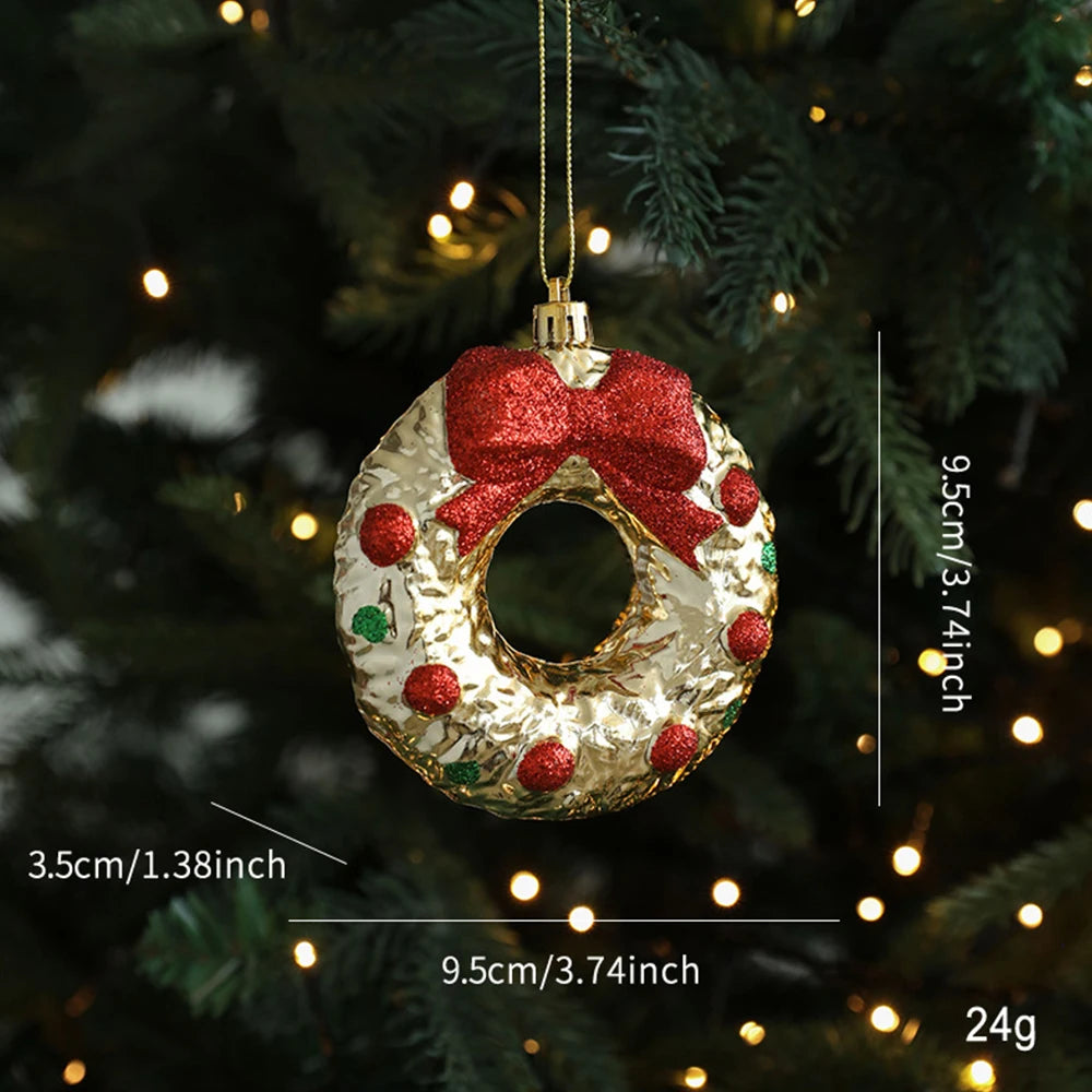 Ornements d'arbre de Noël, cloche d'ours en or, pendentifs suspendus pour arbre de Noël