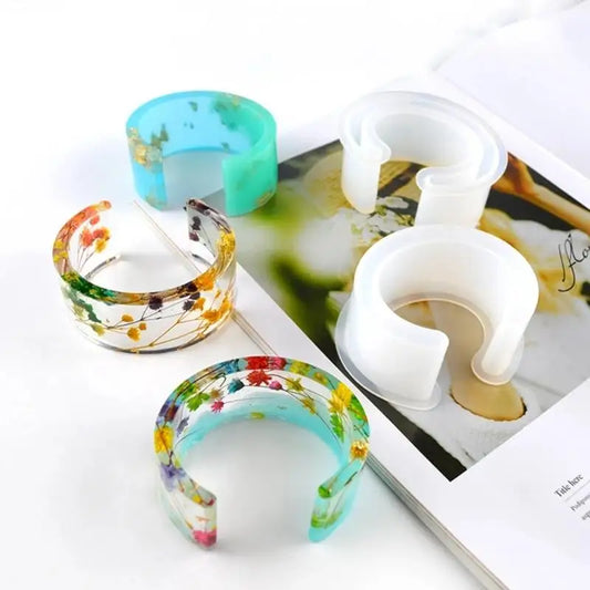 Moules de bracelet en résine, moule de bracelet en silicone, police C, manchette ouverte, élection, examen, bricolage, artisanat, bijoux exécutif