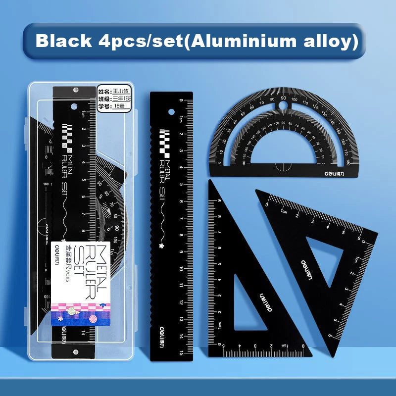 Ensemble de papeterie en alliage d'aluminium multifonctionnel combinaison règle Triangle rapporteur alliage dessin cadeau