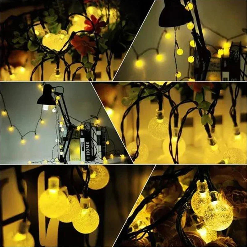 Guirlande solaire d'extérieur en cristal, guirlande lumineuse féerique de noël, 8 Modes, étanche, pour Patio, décoration de fête dans le jardin