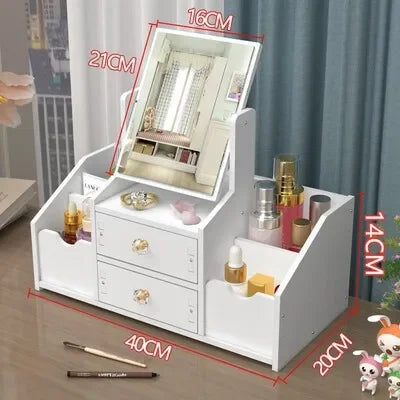 Miroir de maquillage Type de tiroir à bijoux Boîte à bijoux Soins de la peau Rouge à lèvres Étagère Masque facial de bureau Cosmétiques Boîte de rangement spéciale pour commode