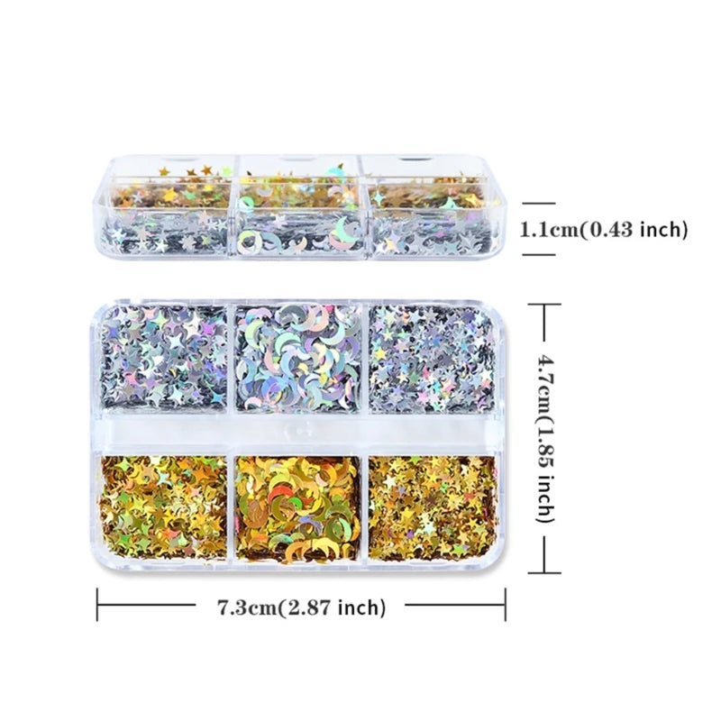 Lune étoile pour résine époxy moule papier remplissage matériel or argent résine Pigment bricolage D0LC