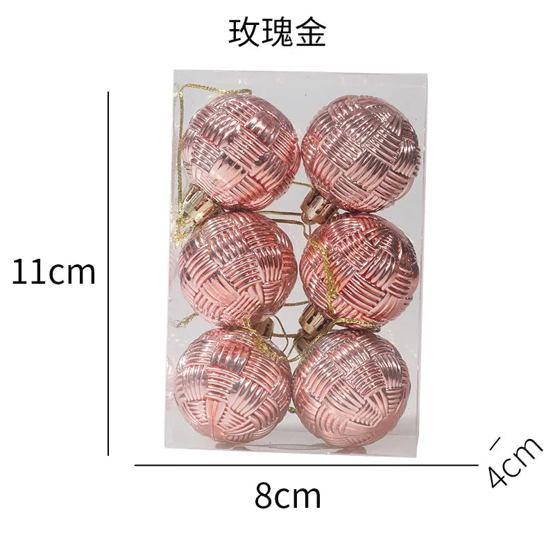 Ensemble d'ornements de boule de Noël en plastique, 8 pièces/ensemble 4CM, pendentif d'arbre de Nël, accessoires de décoration Noël