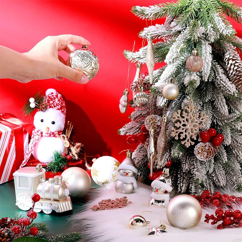 Ensemble d'ornements de boules de Noël, 1 boîte de 3 à 6cm, pendentif suspendu pour arbre de Noël