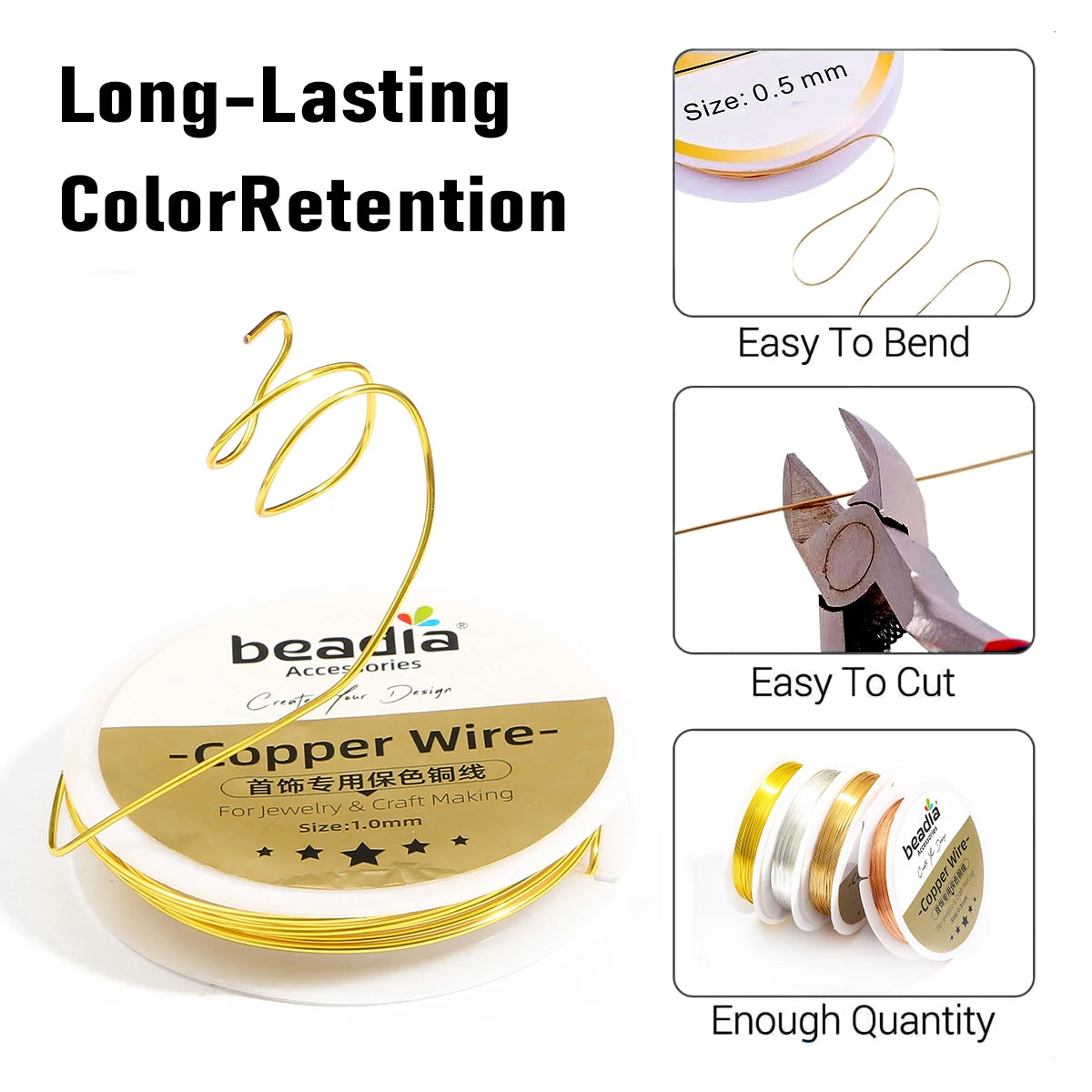 Fil de cuivre pur de 0,3 mm-1,0 mm, rétention de couleur longue durée