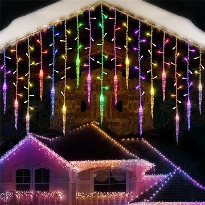 Guirlande de noël LED rideau de glaçons guirlandes lumineuses
