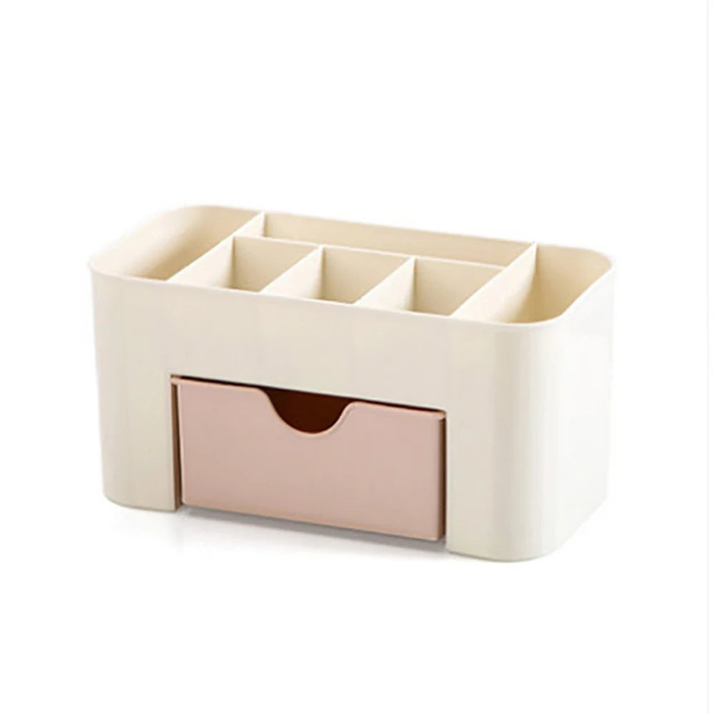 LULAA Nail Art Organizer Desktop Drawer Cosmetic Storage Box Makeup Brush Organizer Box Jewelry Lipstick Mask Compartment