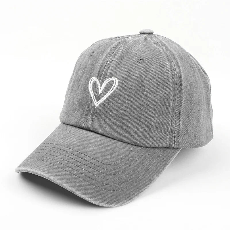 Casquette Homme printemps/été chapeau femme brodé coeur de pêche lavage Denim Baseball chapeau décontracté Version coréenne mince Gorras