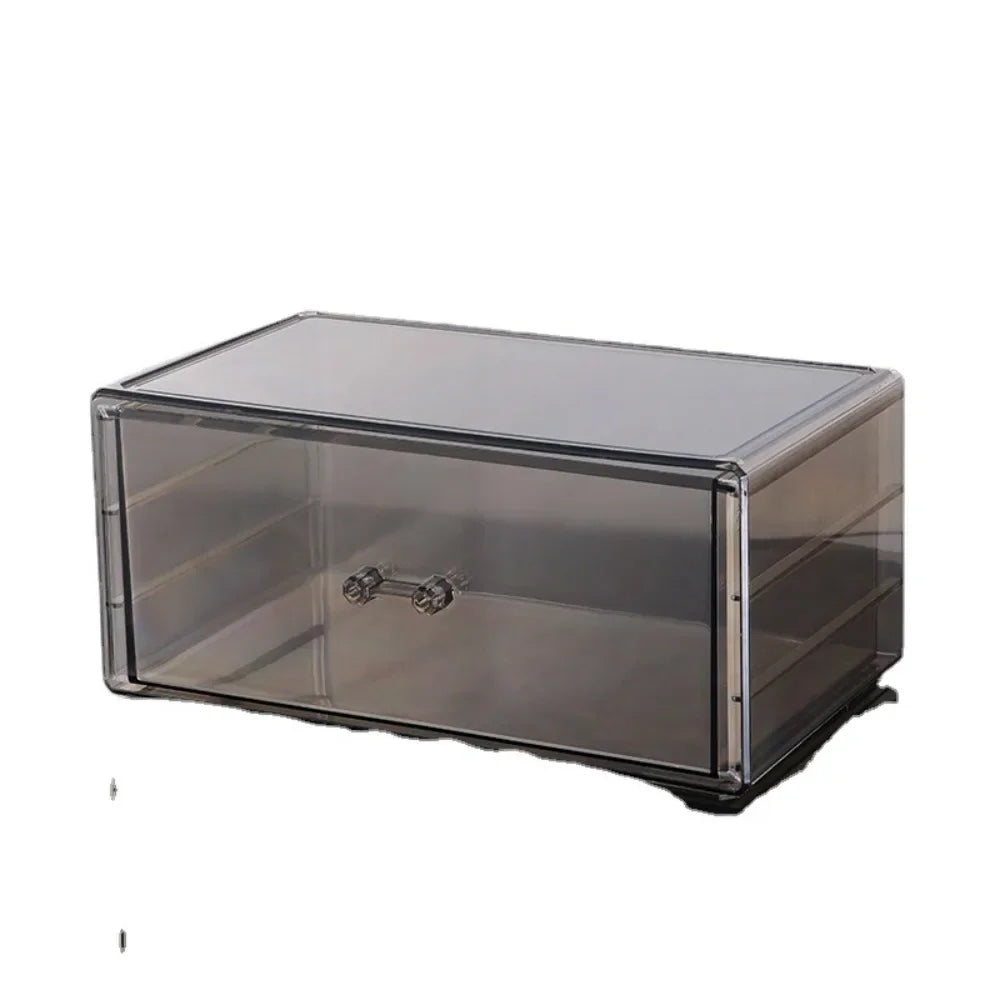 Desktop Makeup Storage Box Multi-layer Drawer Lipstick Organizer Multi-functional Storage Transparent Black Makeup Organizer