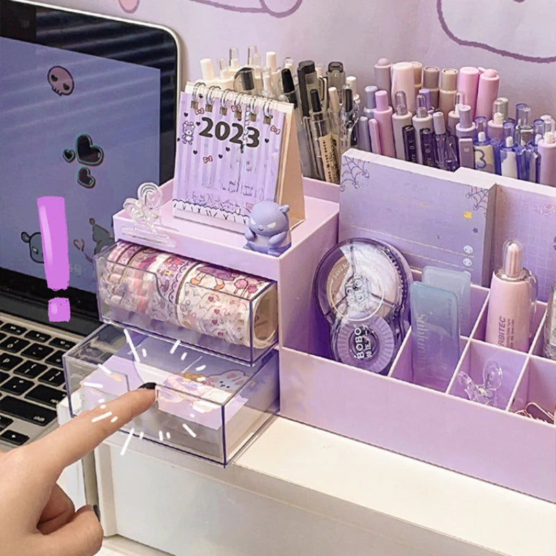 Porte-stylos boîte de rangement organisateur fille tiroir-type bureau