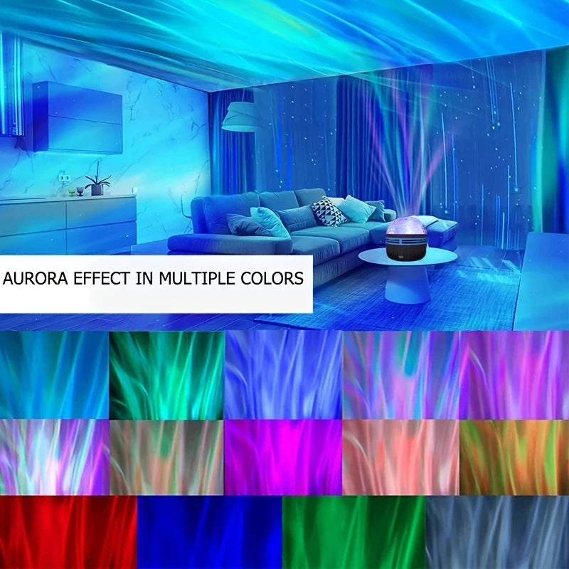 Projecteur LED Starry Galaxy Ocean Wave RVB, télécommande intelligente, lampe KTV, USB, lumières de Noël, rotation automatique pour la décoration de la maison et de la chambre