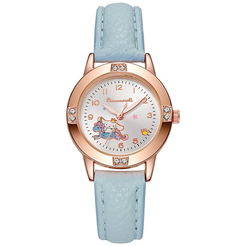 Sanrio Hello Kitty montres cannelle Kuromi ma mélodie mignon dessin animé or Rose avec ceinture en diamant montre montre à Quartz pour femme