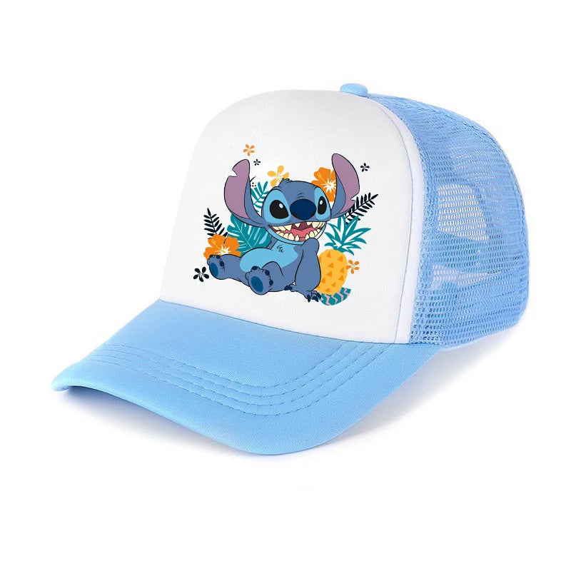 Casquette de baseball Stitch pour garçons et filles, chapeau de soleil en maille imprimé hip-hop décontracté unisexe à protection réglable, chapeau classique à visière en coton