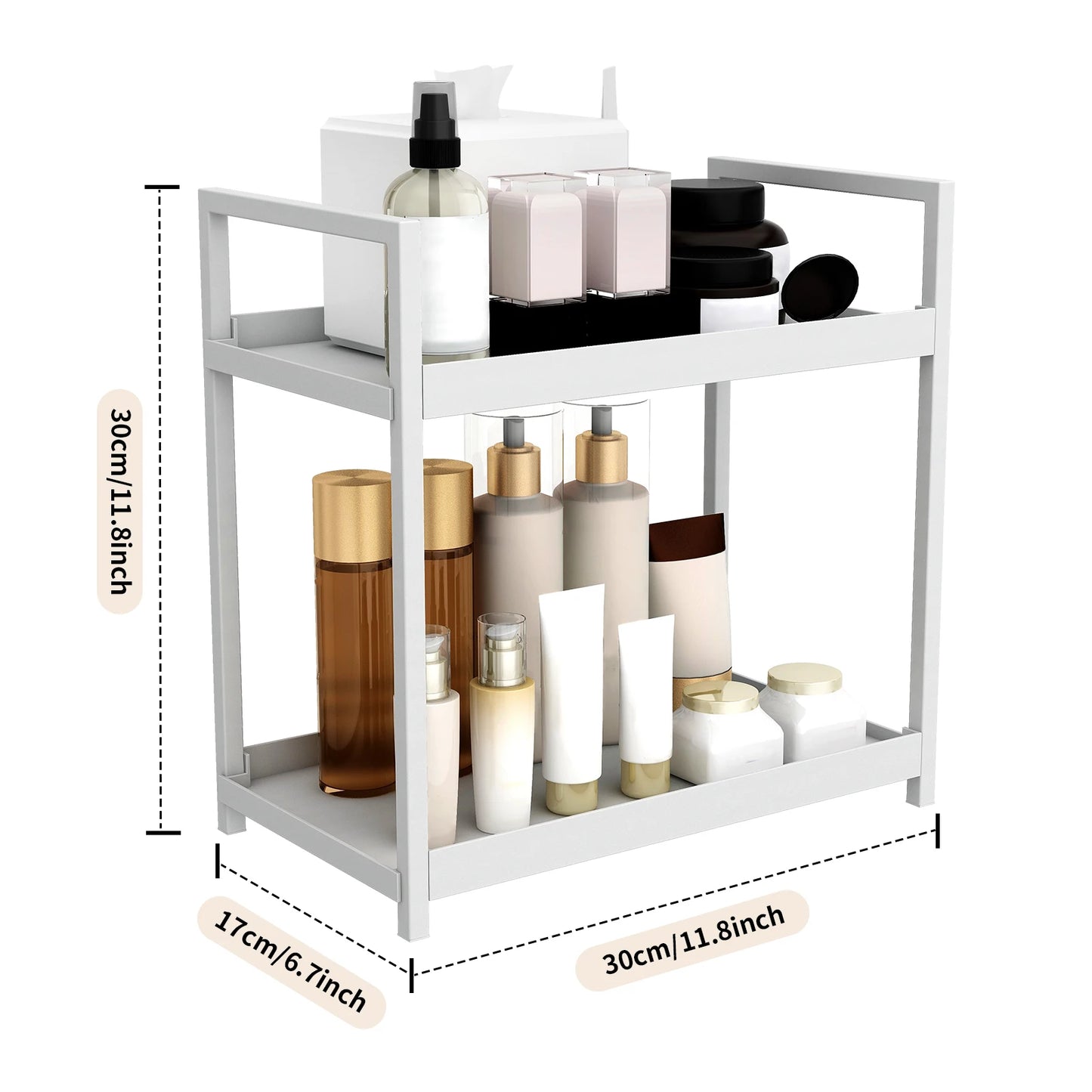 2 tier,desktop storage rack,cosmetics rack,Desk office stationery storage rack,bathroom vanity organizer