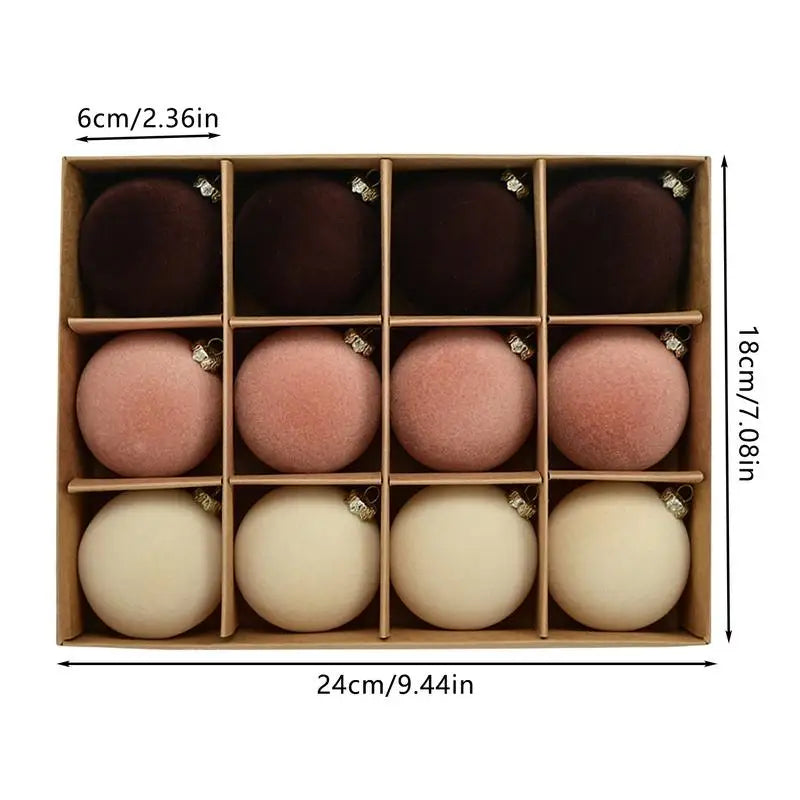 Décorations d'arbre de Noël en velours floqué, décoration, 12 pièces