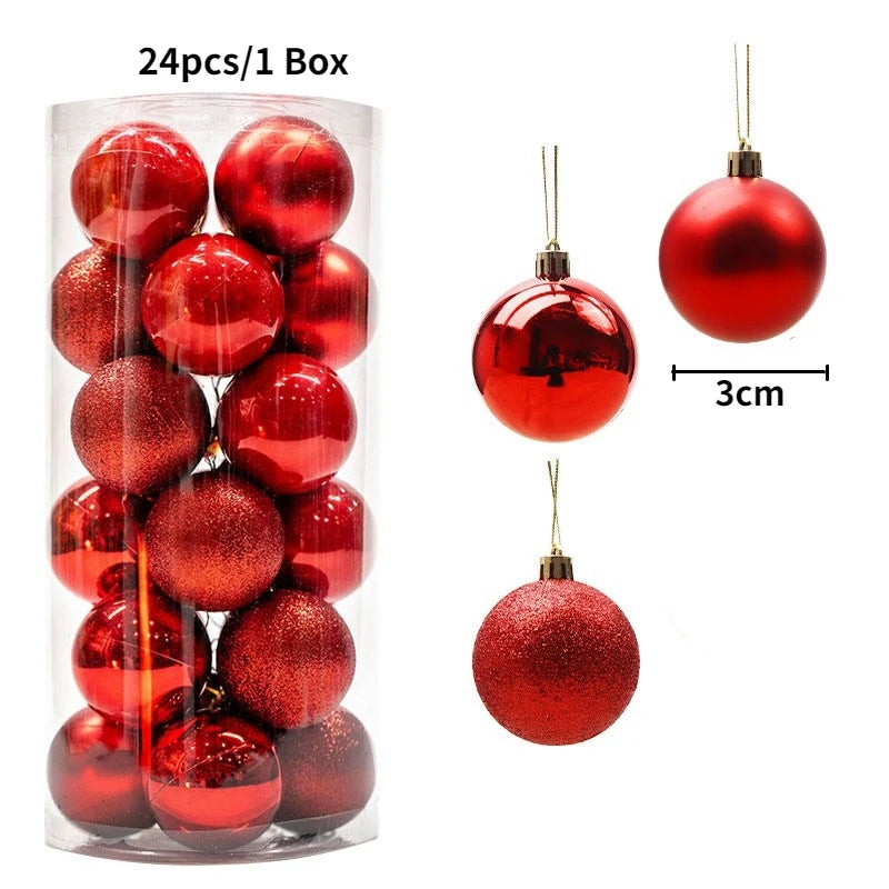Boule d'arbre de Noël suspendue de 3cm, 24 pièces/boîte