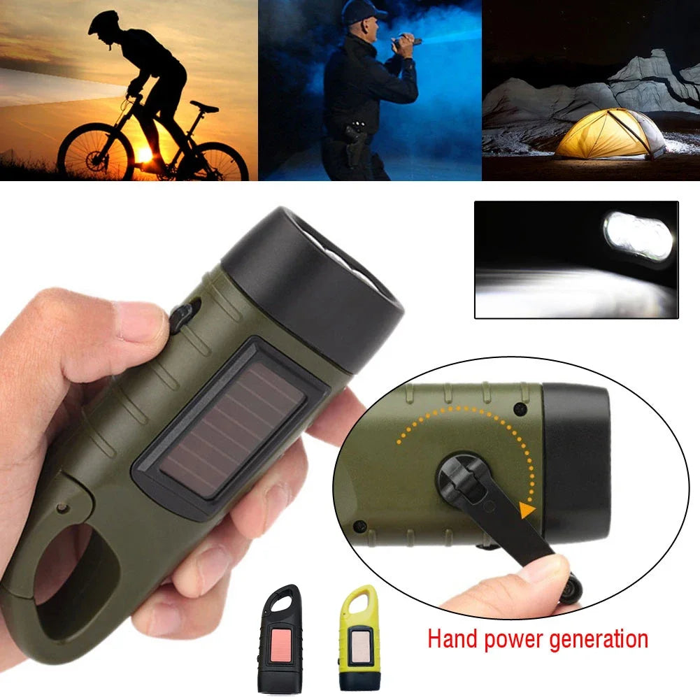 Lampe de poche LED Portable pour tente, Dynamo à manivelle, torche à énergie solaire pour Camping en plein air, randonnée, lanterne d'urgence longue portée