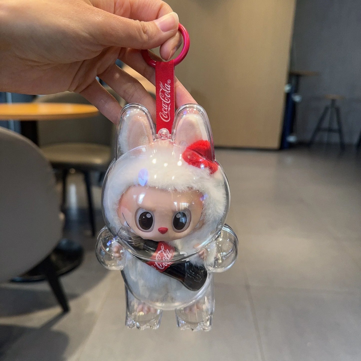 Étui de protection Labubu Portable Transparent, étui de protection la bubu, organisateur en acrylique, sac de poupée Labubu avec porte-clés