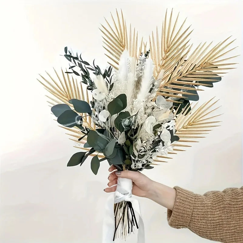 Feuilles de Palmier Artificielles Dorées, Fausses Plantes Tropicales, Fleurs pour Nik, Extérieur, Maison, Bricolage, Remplissage de Vase, Décoration de ixde Mariage, 5 Pièces