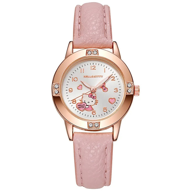 Sanrio Hello Kitty montres cannelle Kuromi ma mélodie mignon dessin animé or Rose avec ceinture en diamant montre montre à Quartz pour femme