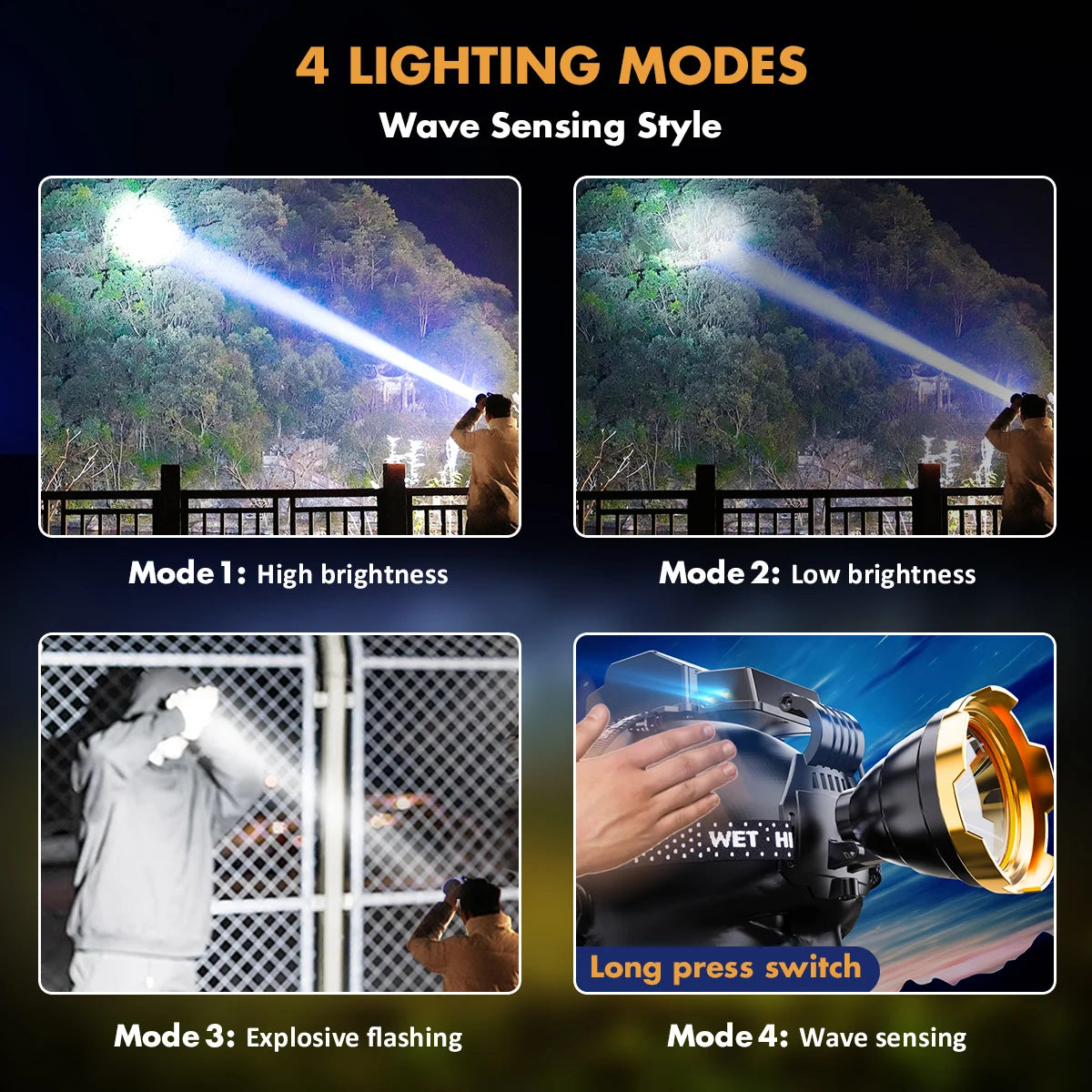 Lampe de poche LED aste super lumineuse, lampe frontale portable, extérieur, chasse, camping de pêche