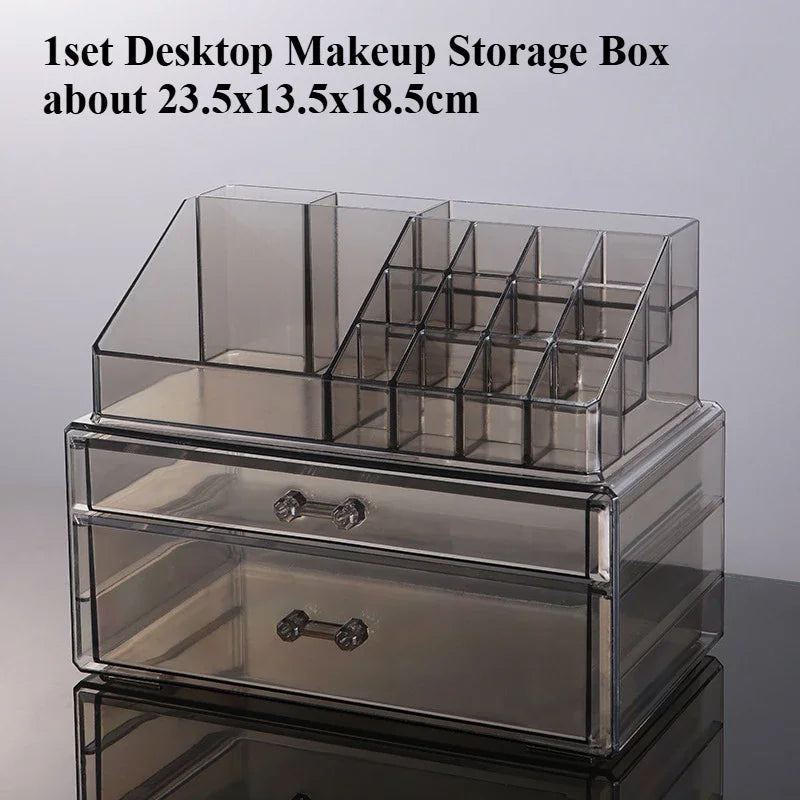 Desktop Makeup Storage Box Multi-layer Drawer Lipstick Organizer Multi-functional Storage Transparent Black Makeup Organizer