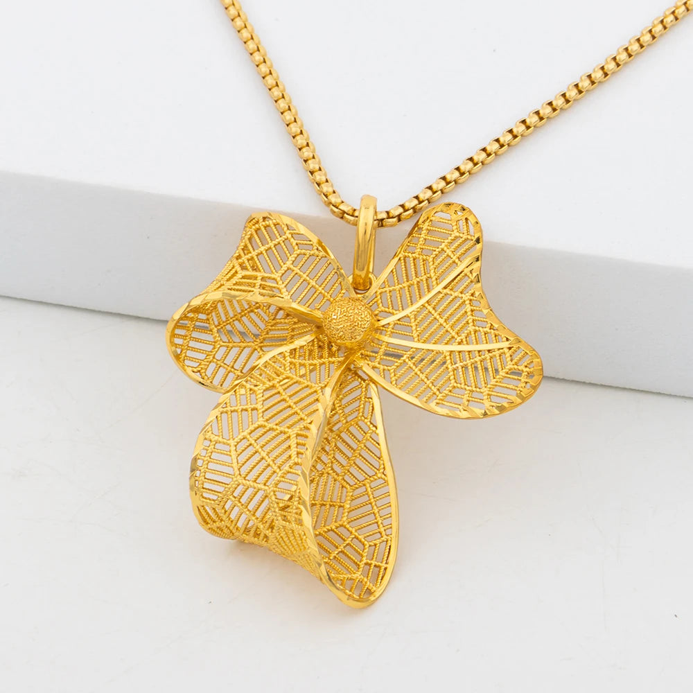 Ensemble de bijoux pour femmes,  pendentif nœud, collier de luxe, boucles d'oreilles