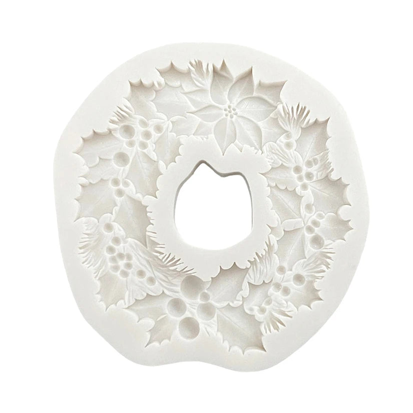 Couronne de Poinsettia en feuille de houx, moule de noël en Silicone pour Sugarcraft, biscuits, Cupcake, cuisson au chocolat, Fondant
