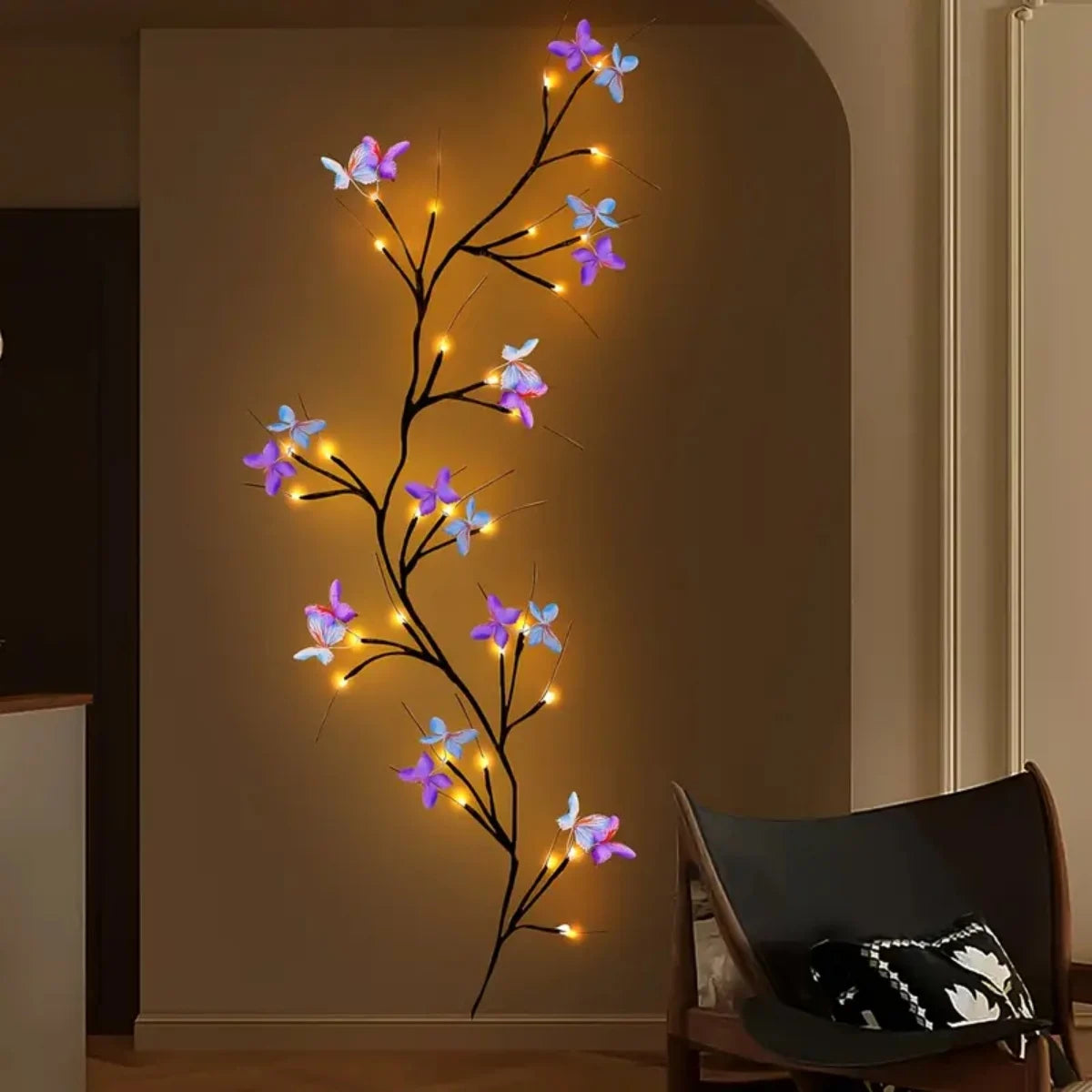1pc 30LED lumière de vigne de saule enchantée avec papillon alimenté par USB 8 Modes d'éclairage intérieur extérieur étanche lumières de vigne appropriées