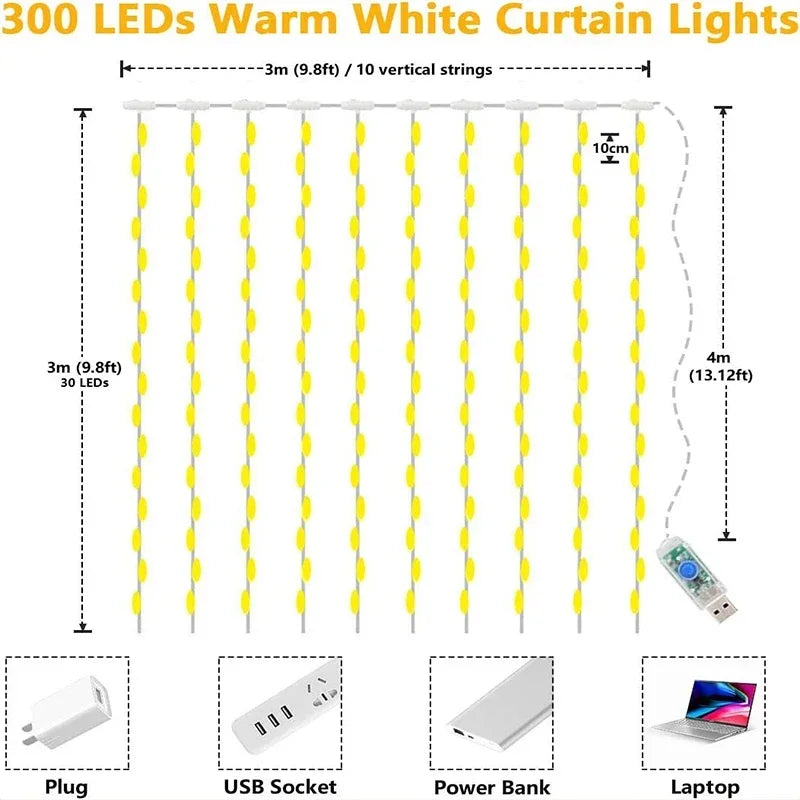 Guirxiété lumineuse LED USB pour décoration de jardin, lampe de guirxiété de vacances, nickel é, maison, fête de Noël, nouvel an, mariage, 3m, 8 modes