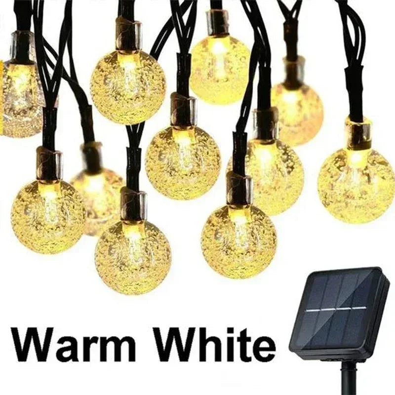Guirlande solaire d'extérieur en cristal, guirlande lumineuse féerique de noël, 8 Modes, étanche, pour Patio, décoration de fête dans le jardin