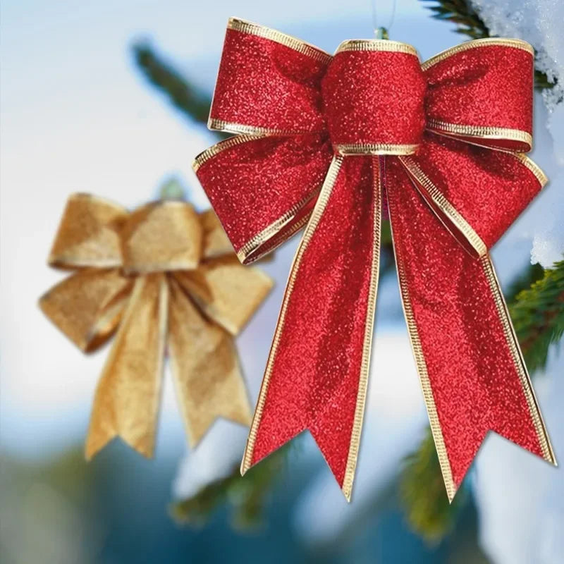 Ornements d'arc de noël, arbre de noël à paillettes, artisanat, guirlande de couronne de noël, ruban décoratif, nœuds brillants, décoration de noël