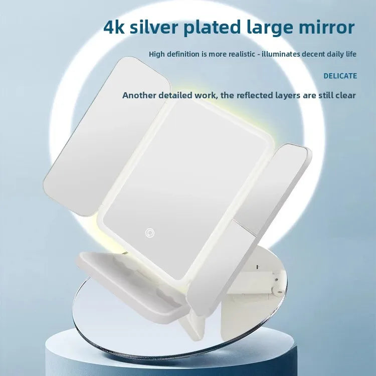 Miroir de maquillage à lampe Led, peut être tourné, trois volets, miroir de beauté haute définition, Compact, intelligent, offre spéciale