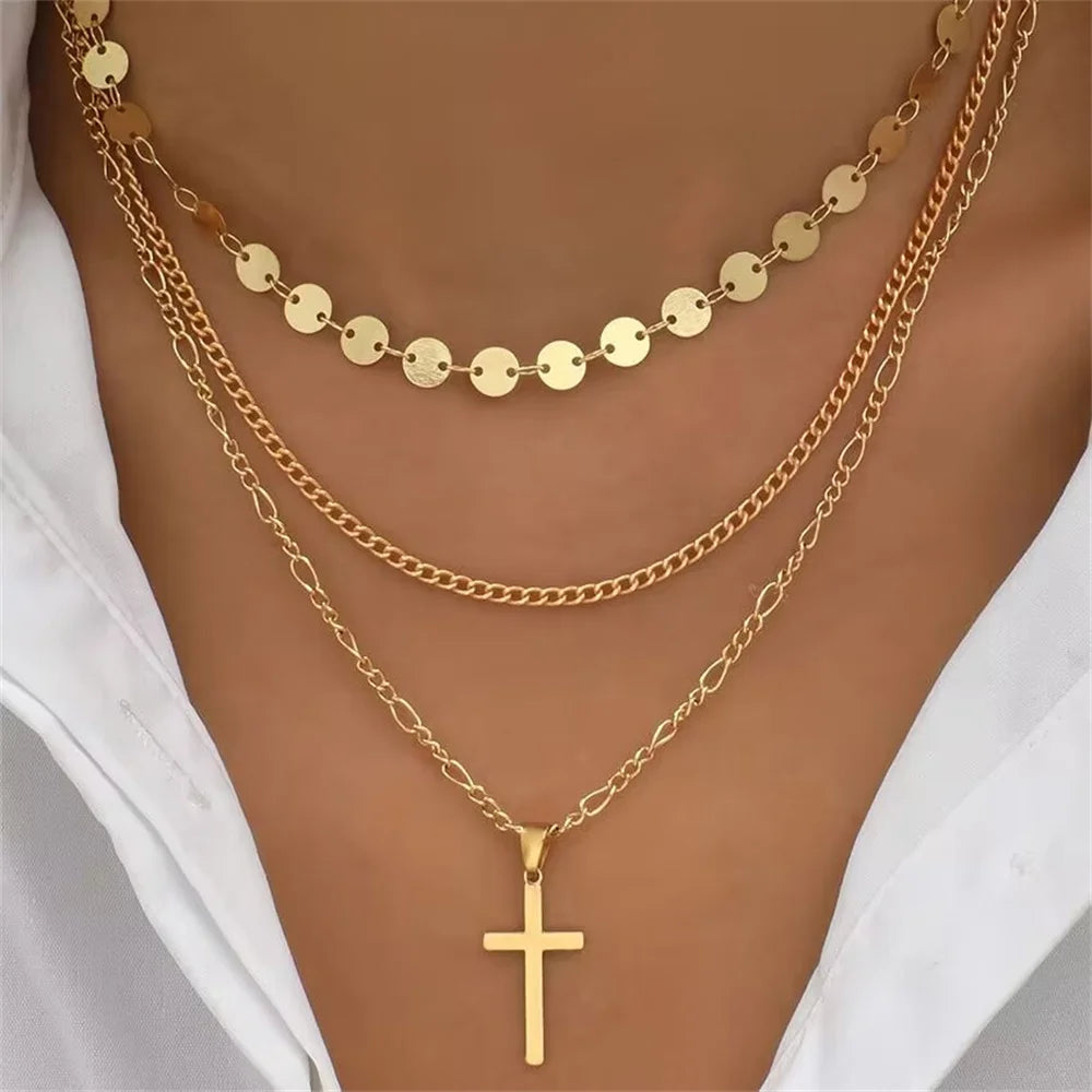 Nouveau Vintage cristal géométrie étoile lune serrure collier pour femmes 2020 Boho multi-niveaux pendentifs colliers Sautoirs bijoux cadeau
