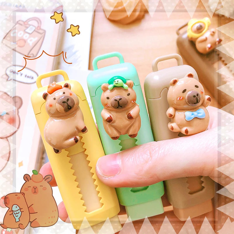 Kawaii papeterie esthétique papeterie fournitures de bureau articles scolaires cadeau pour enfants gomme mignon Capybara gomme drôle caoutchouc