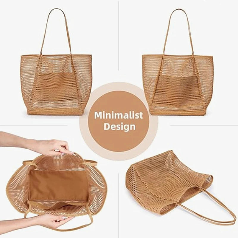 Sac de plage en maille, fourre-tout pour voyage, piscine, famille, plage, vacances, croisière, organisateur essentiel, sacs de rangement