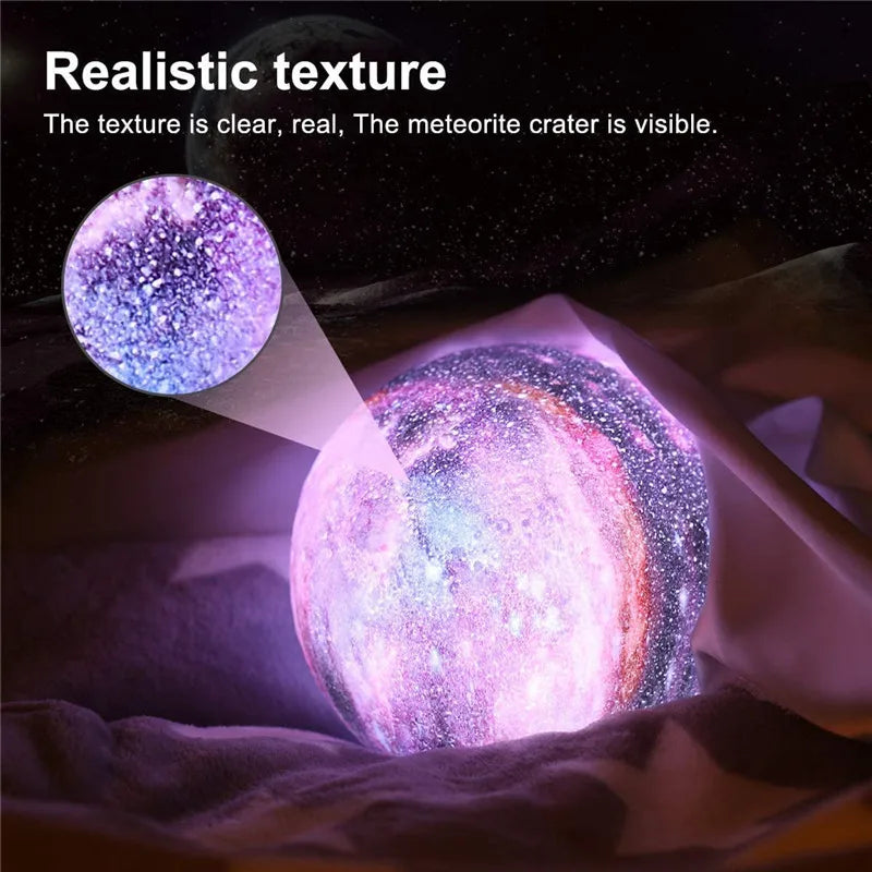 Lampe lunaire imprimée en 3D, 16 couleurs, veilleuse LED à distance, Rechargeable, veilleuse d'ambiance, décoration intérieure de chambre à coucher, cadeaux de noël